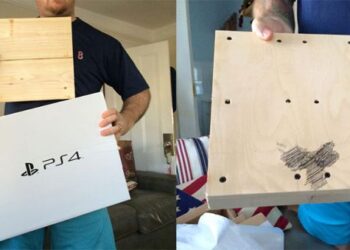 Bambino trova un pezzo di legno con disegnato un pene al posto della Playstation 4
