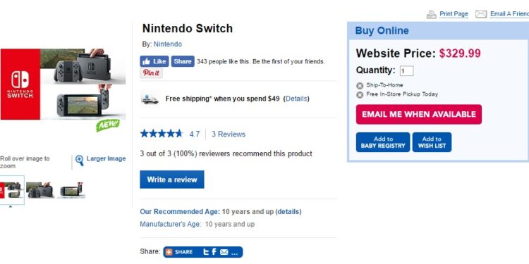 Nintendo Switch, la catena Toys “R” Us svela il prezzo della console?